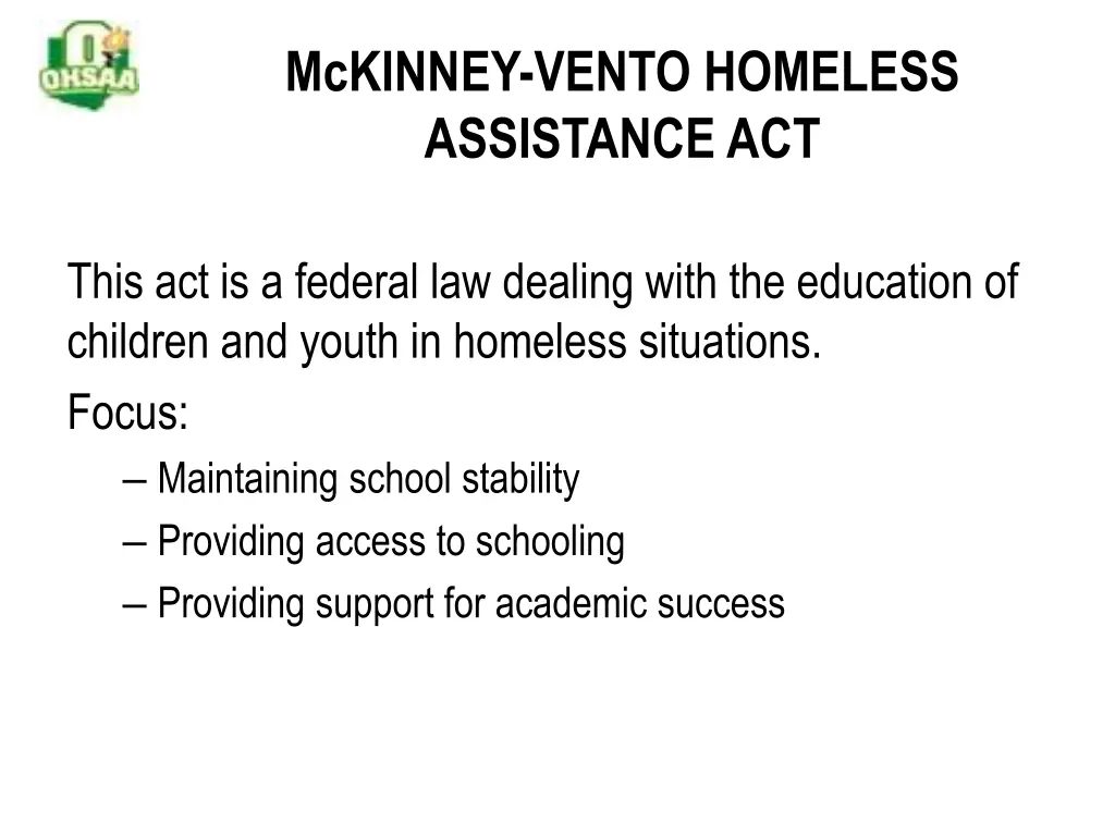 mckinney vento homeless assistance act