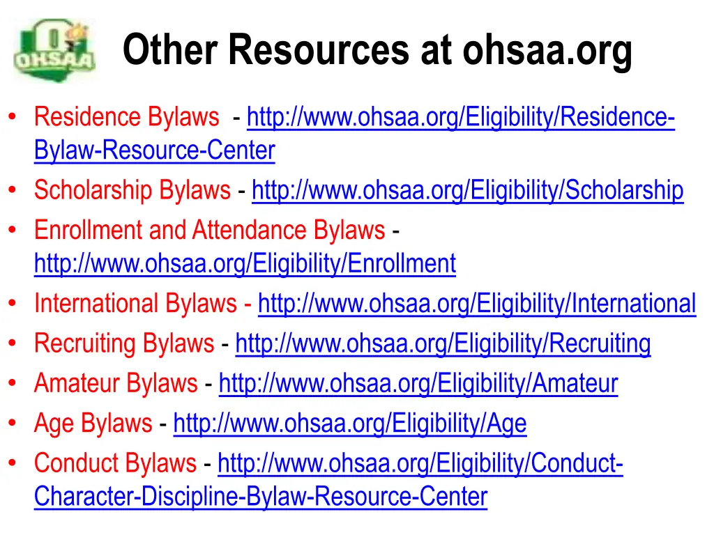 other resources at ohsaa org