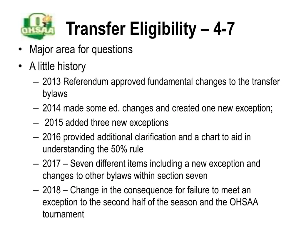 transfer eligibility 4 7 major area for questions