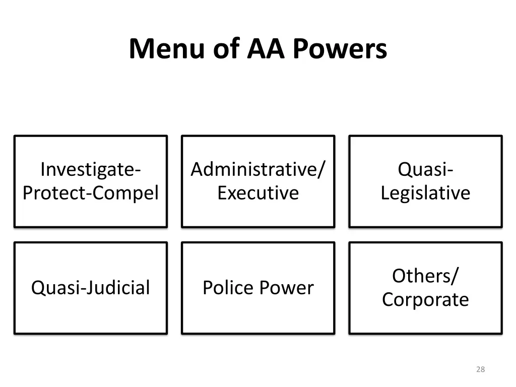 menu of aa powers