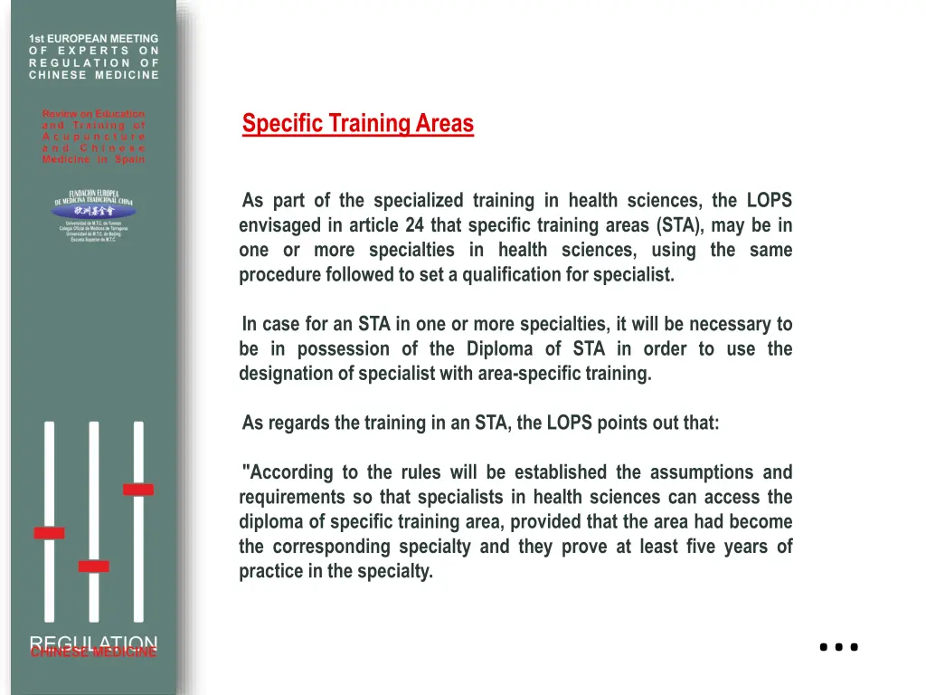 specific trainingareas