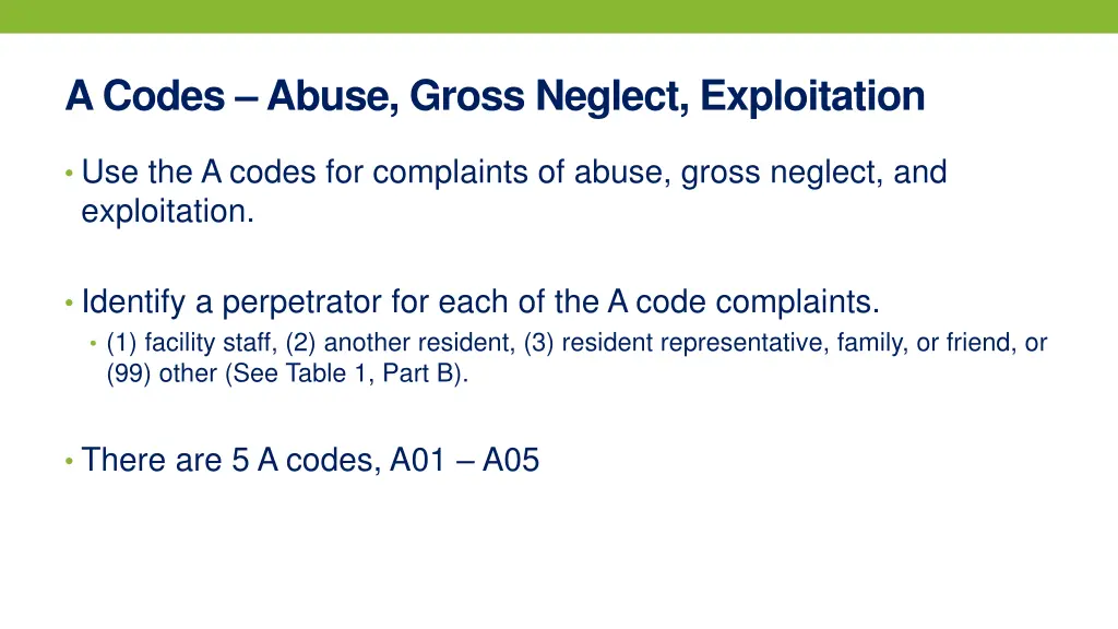 a codes abuse gross neglect exploitation 1