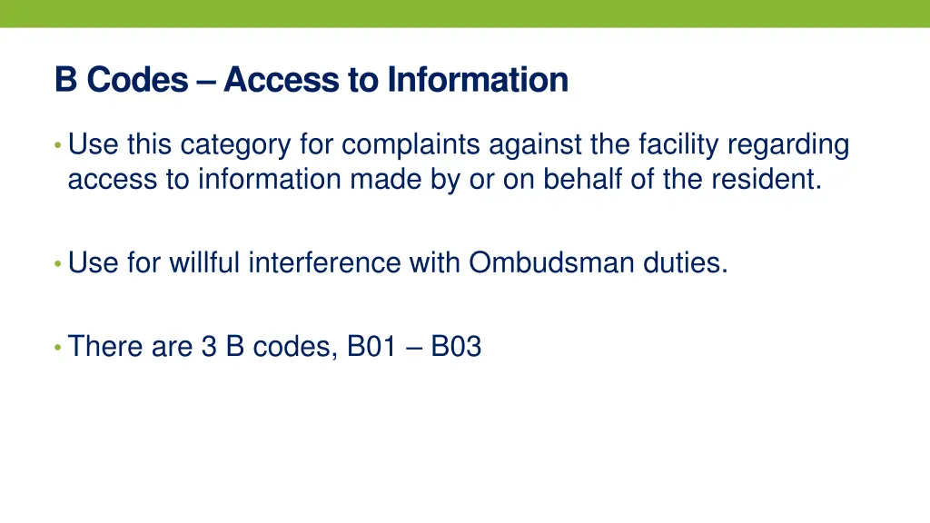 b codes access to information 1