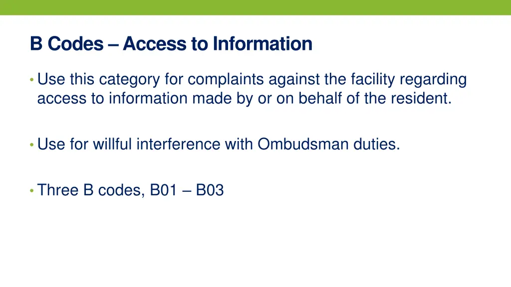 b codes access to information