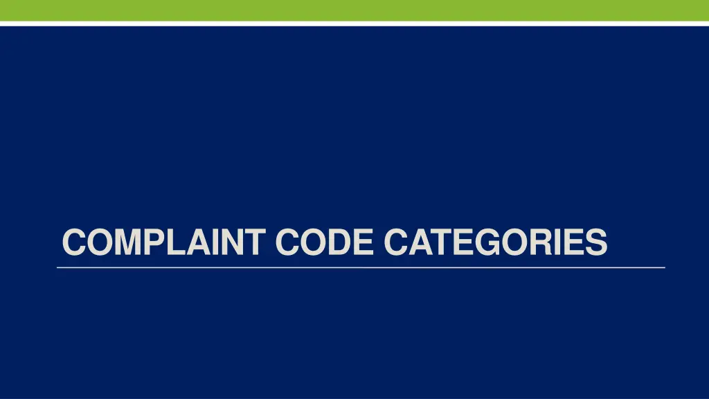 complaint code categories