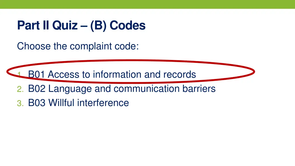 part ii quiz b codes 2