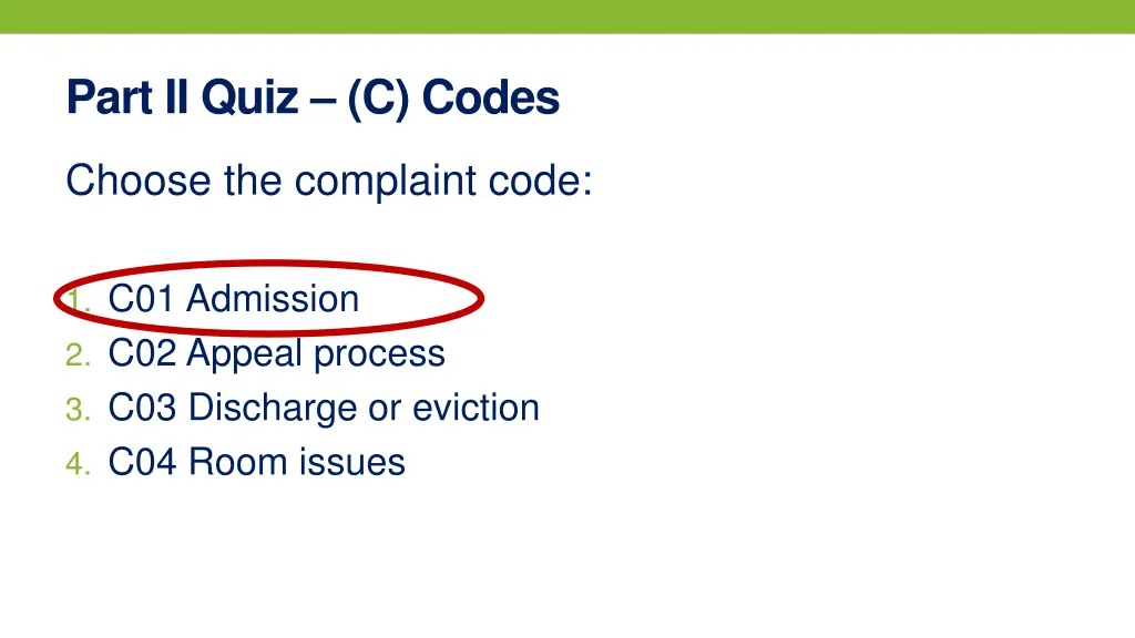 part ii quiz c codes 2