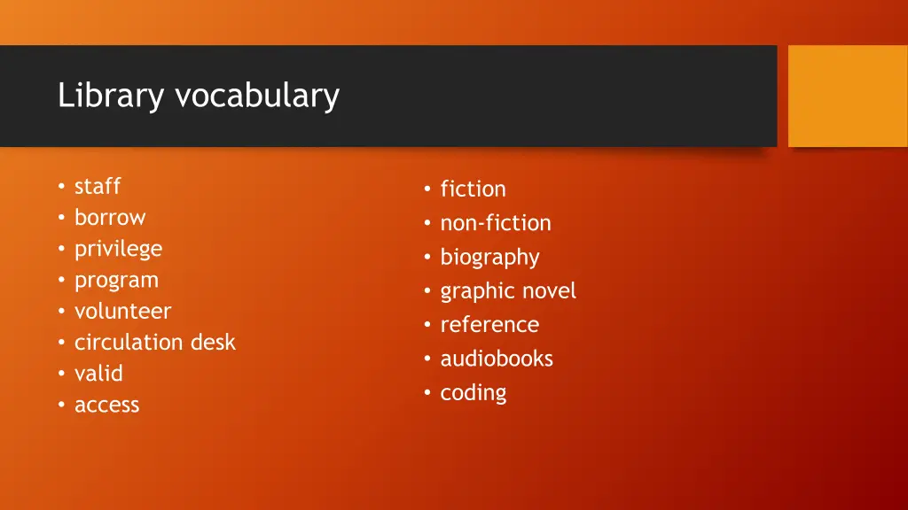 library vocabulary