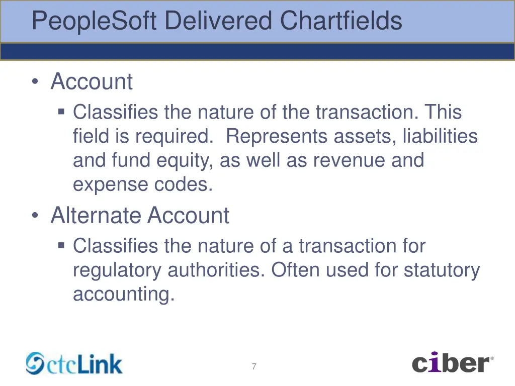 peoplesoft delivered chartfields 1