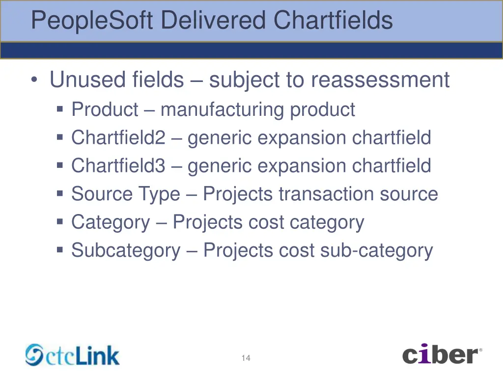 peoplesoft delivered chartfields 8