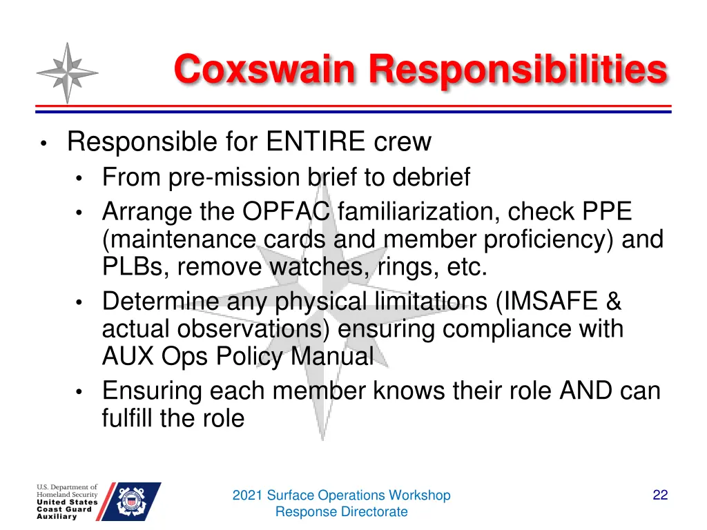 coxswain responsibilities