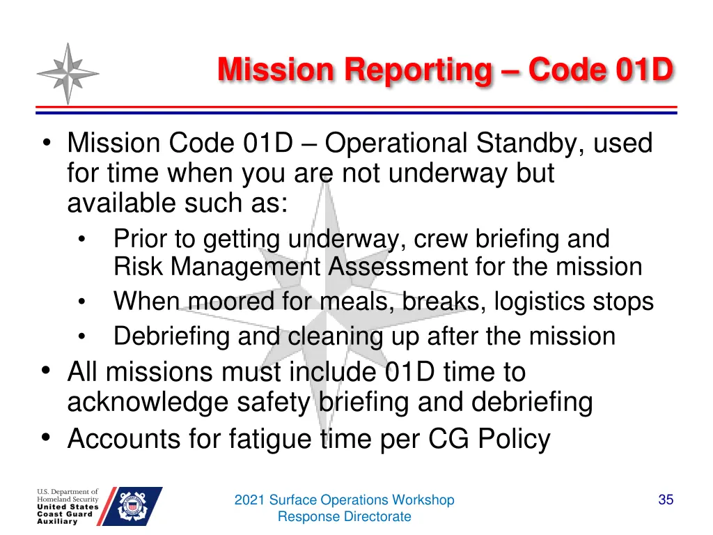 mission reporting code 01d