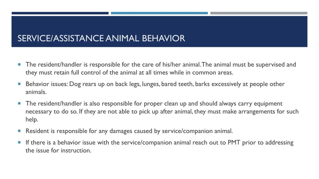 service assistance animal behavior