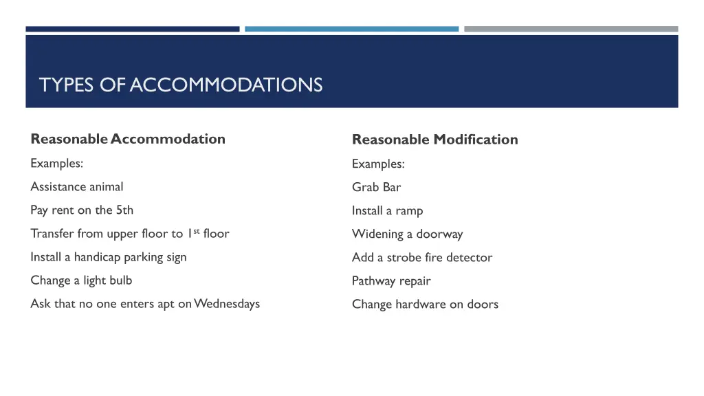 types of accommodations