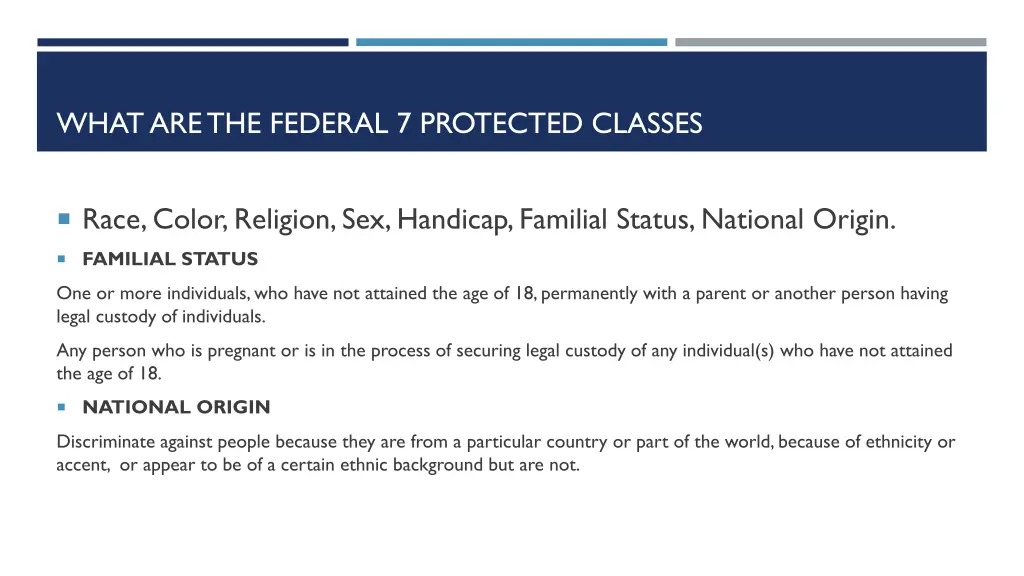 what are the federal 7 protected classes