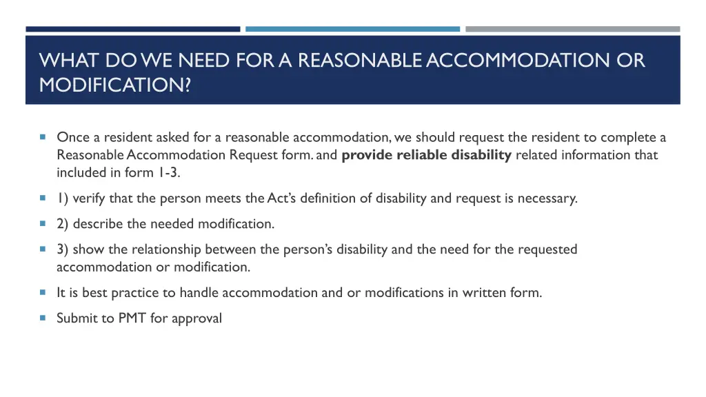 what do we need for a reasonable accommodation