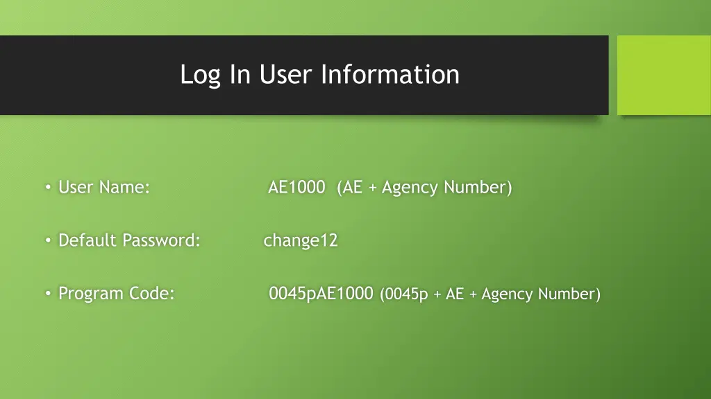 log in user information