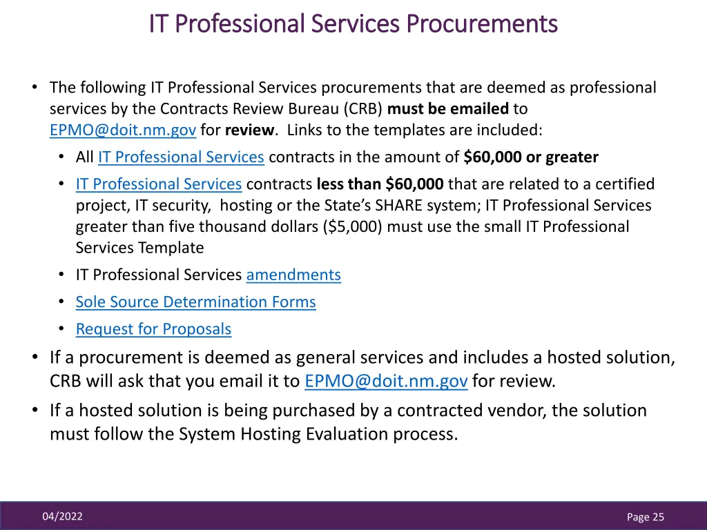 it professional services procurements