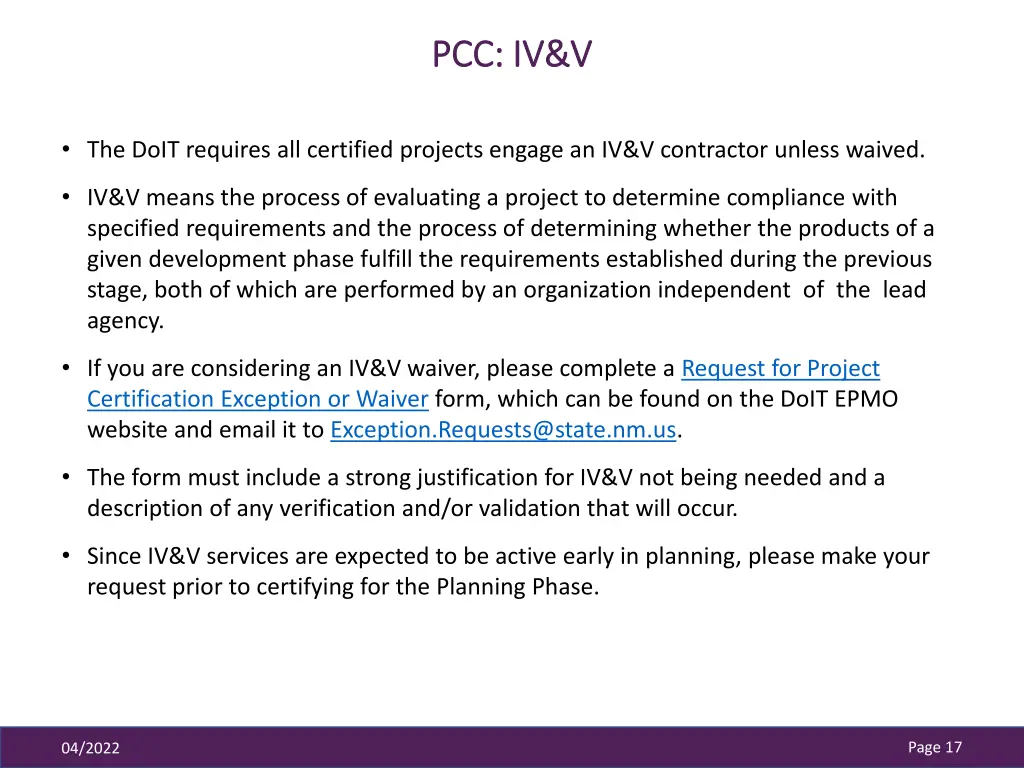 pcc iv v pcc iv v