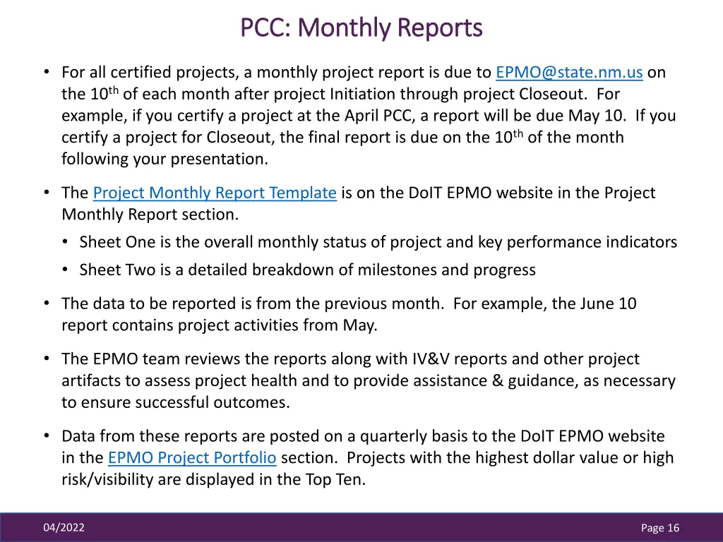 pcc monthly reports pcc monthly reports