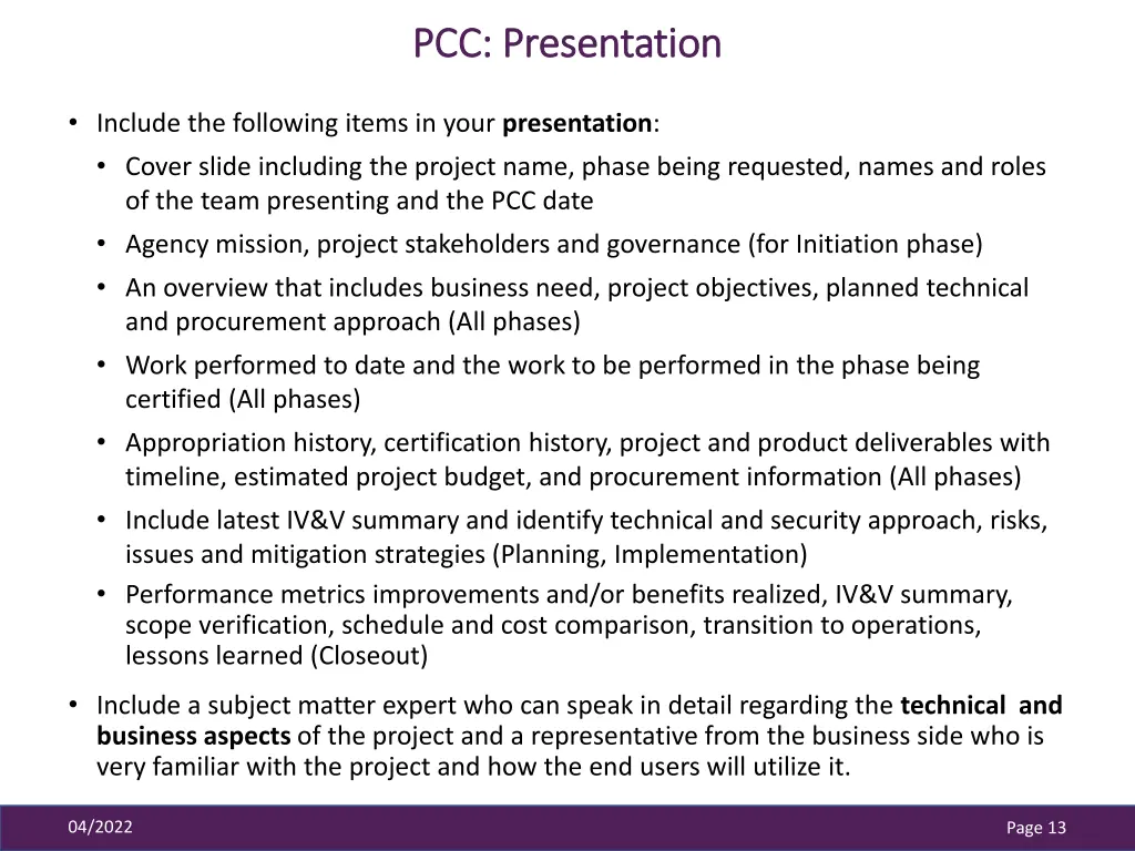 pcc presentation pcc presentation