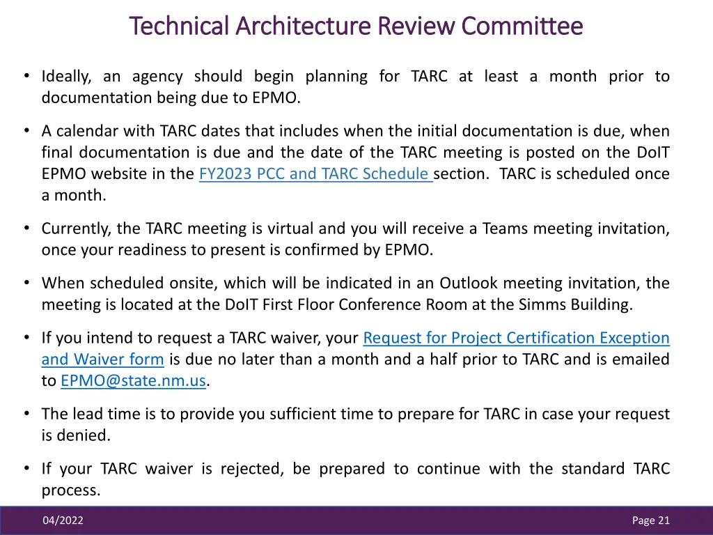 technical architecture review committee technical 2