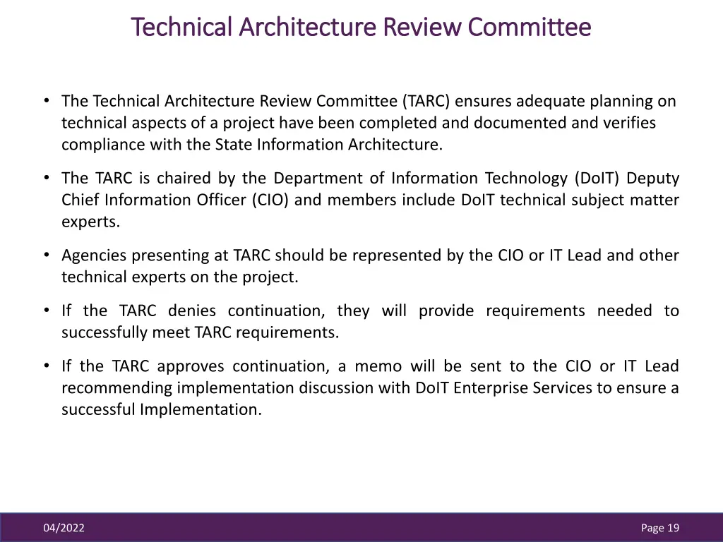 technical architecture review committee technical