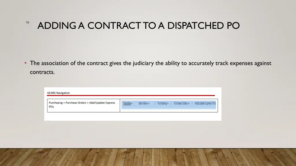 adding a contract to a dispatched po