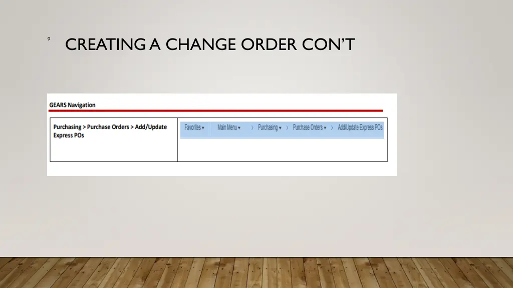 creating a change order con t