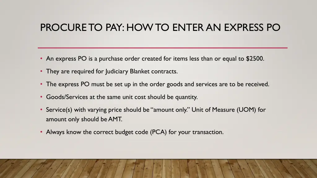 procure to pay how to enter an express po