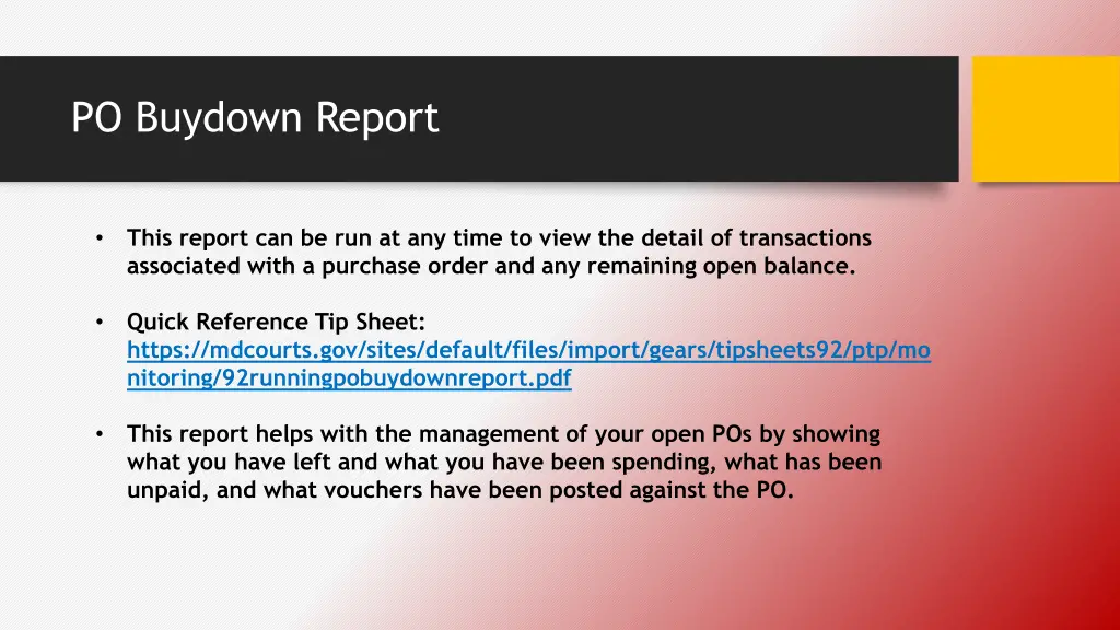 po buydown report