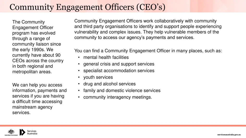 community engagement officers ceo s