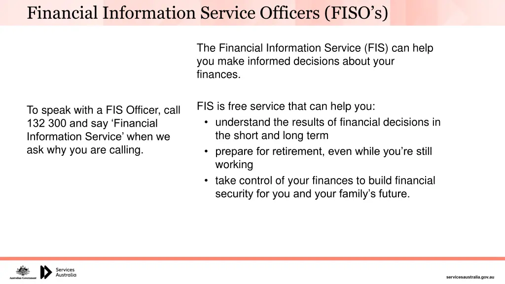 financial information service officers fiso s