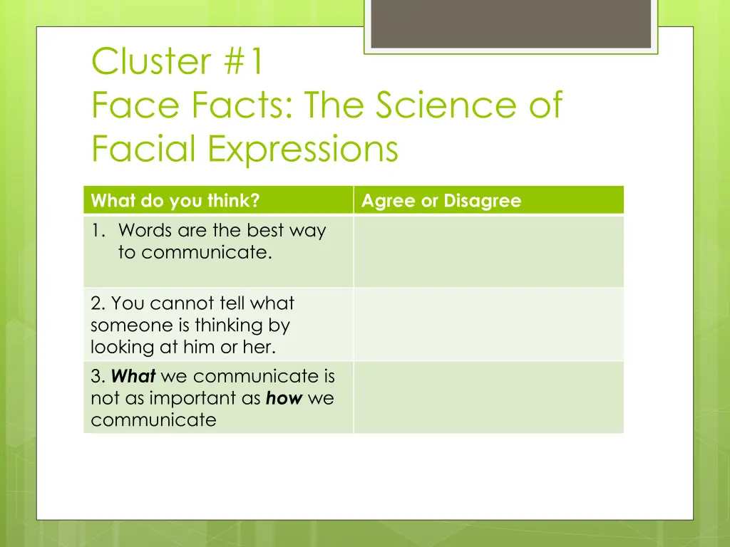 cluster 1 face facts the science of facial