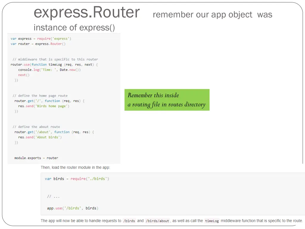 express router remember our app object