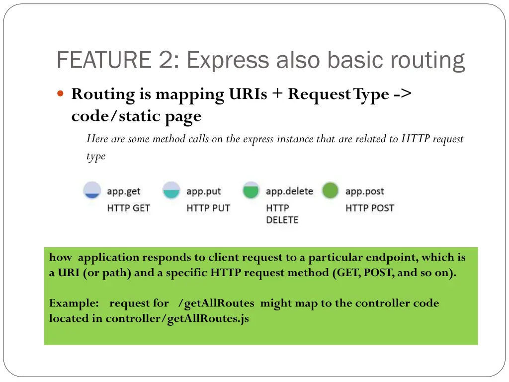 feature 2 express also basic routing