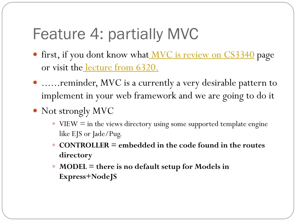 feature 4 partially mvc