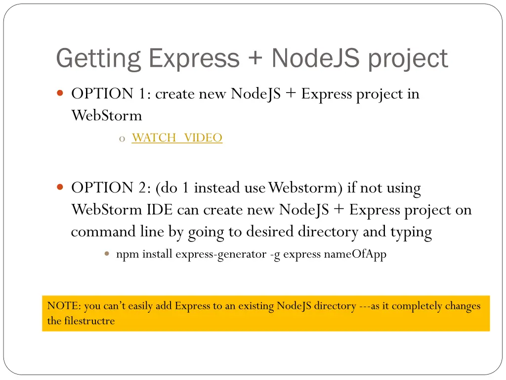 getting express nodejs project