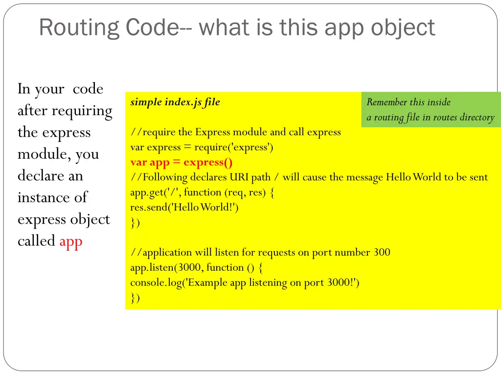 routing code what is this app object