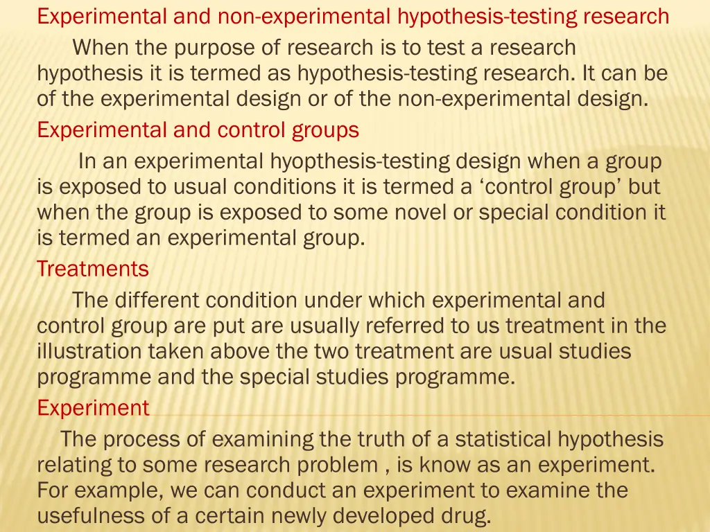 experimental and non experimental hypothesis