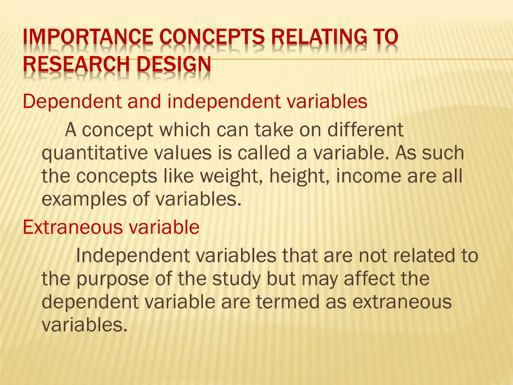 importance concepts relating to research design