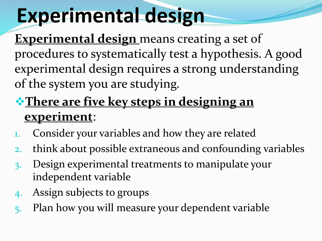 experimental design experimental design means