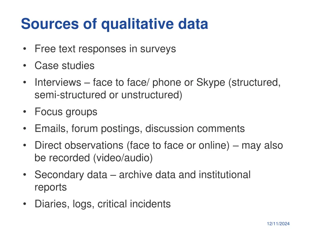 sources of qualitative data