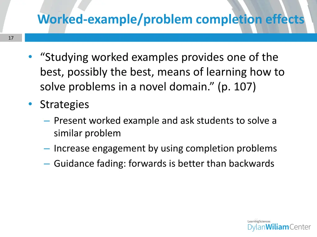 worked example problem completion effects