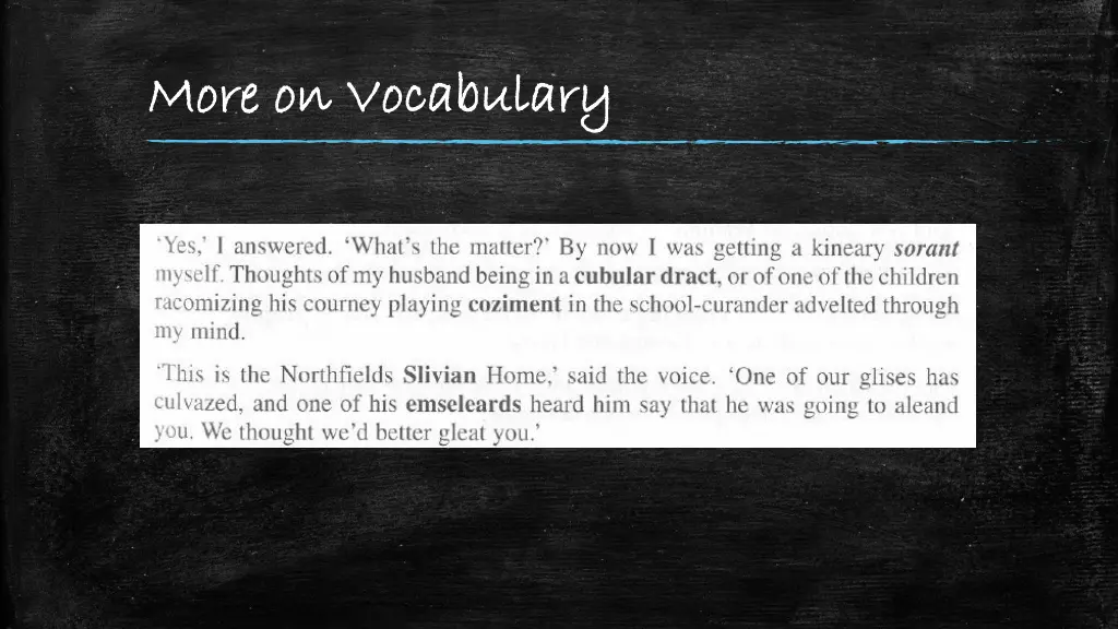 more on vocabulary more on vocabulary