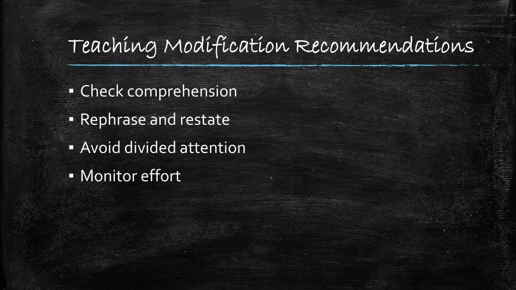 teaching modification recommendations teaching 1