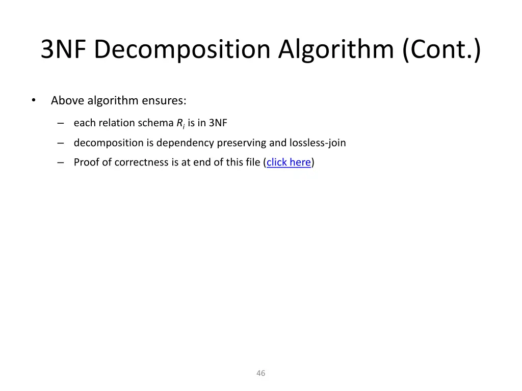 3nf decomposition algorithm cont