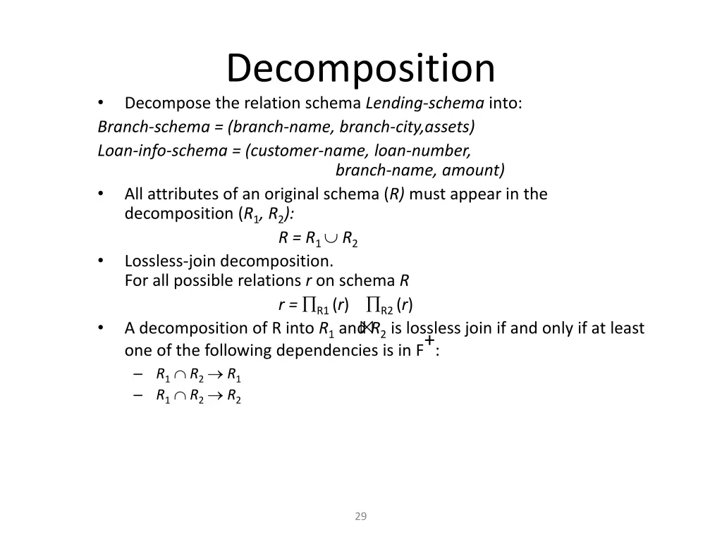 decomposition decompose the relation schema 1