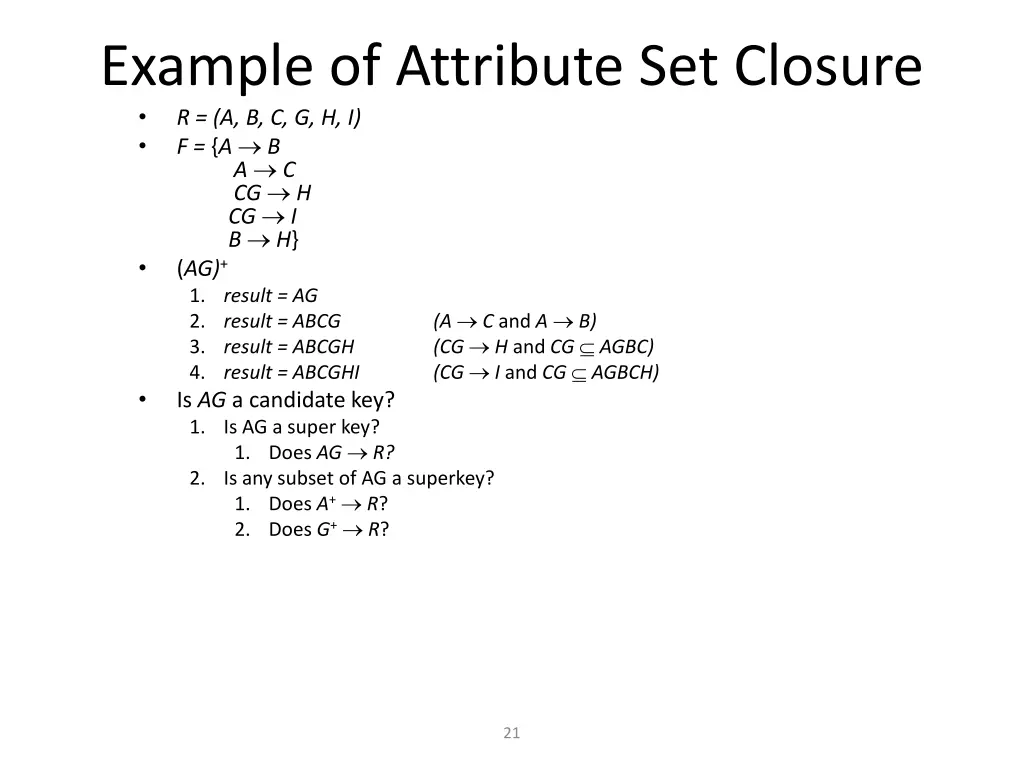 example of attribute set closure