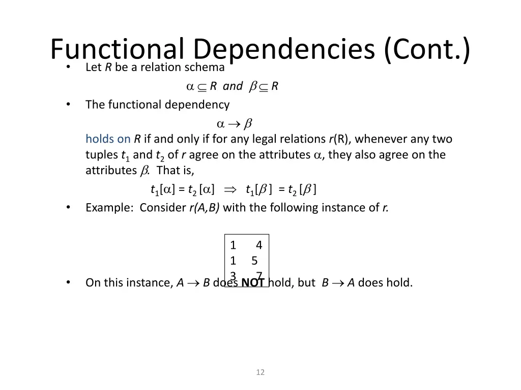 functional dependencies cont let r be a relation